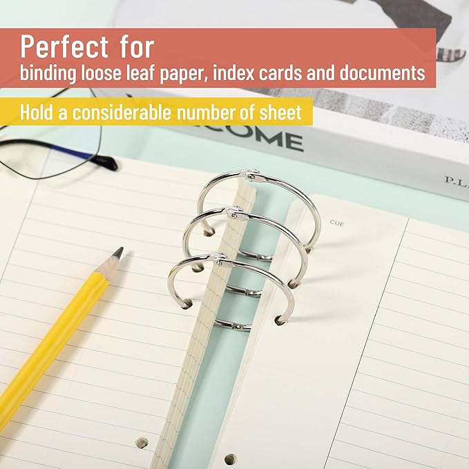Mr. Pen Loose Leaf Binder Rings - 30 Pack, 2 Inch Silver Metal Rings for Index & Flash Cards