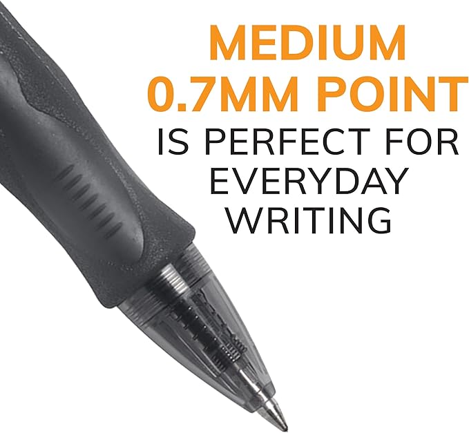 BIC Gelocity Original Black Gel Pens, Medium Point (0.7mm), 12-Count Pack, Retractable Gel Pens With Comfortable Grip