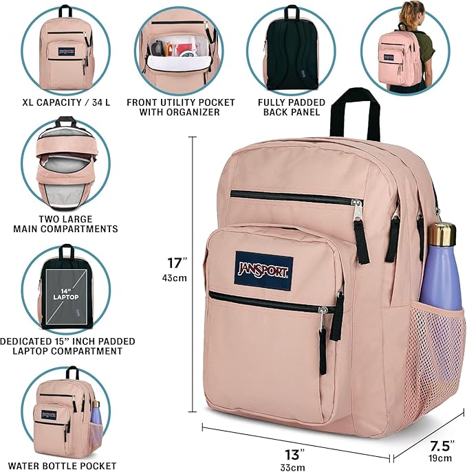 JanSport Laptop Backpack - Computer Bag with 2 Compartments, Ergonomic Shoulder Straps, 15” Laptop Sleeve, Haul Handle - Gravity Check