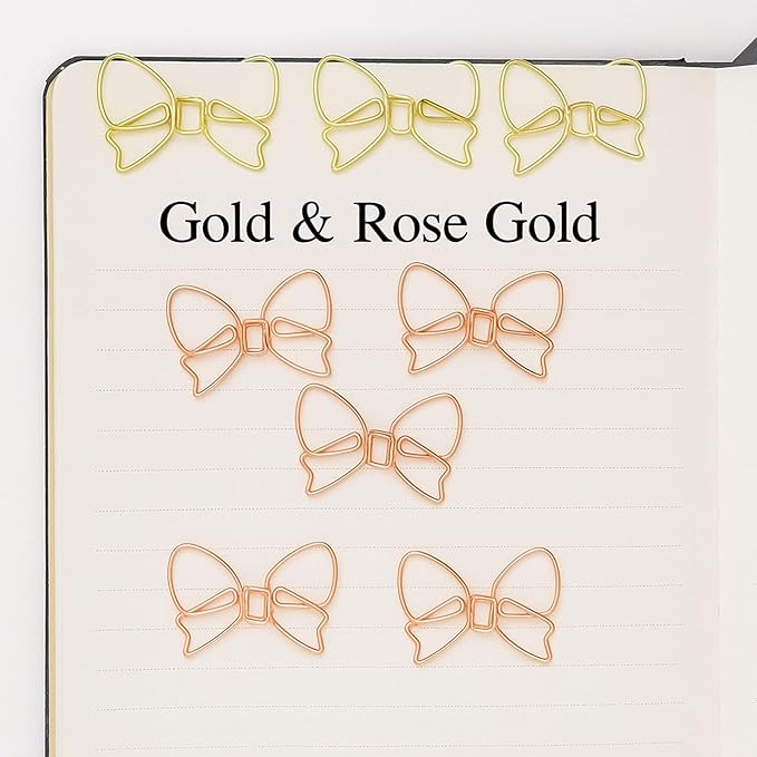 50 Pcs Bow Paper Clips – Bow Planner Clips, Office & School Supplies, Desk Accessories, Gifts for Bow Lovers