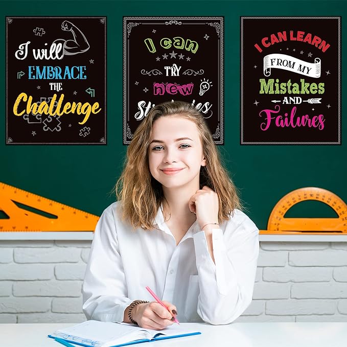 Classroom Decorations, 21 Pcs Growth Mindset Posters Bulletin Board Decorations for School Office Home- 11 x 14 Inch
