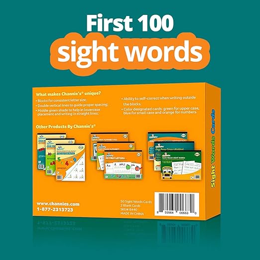 Channie’s Visual Dry Erase Flashcards for Pre-K Through First Grade Students’ to Learn to Trace, Practice &Write Their First 100 Sight Words, Ages 3+, 5.5” x 4.25