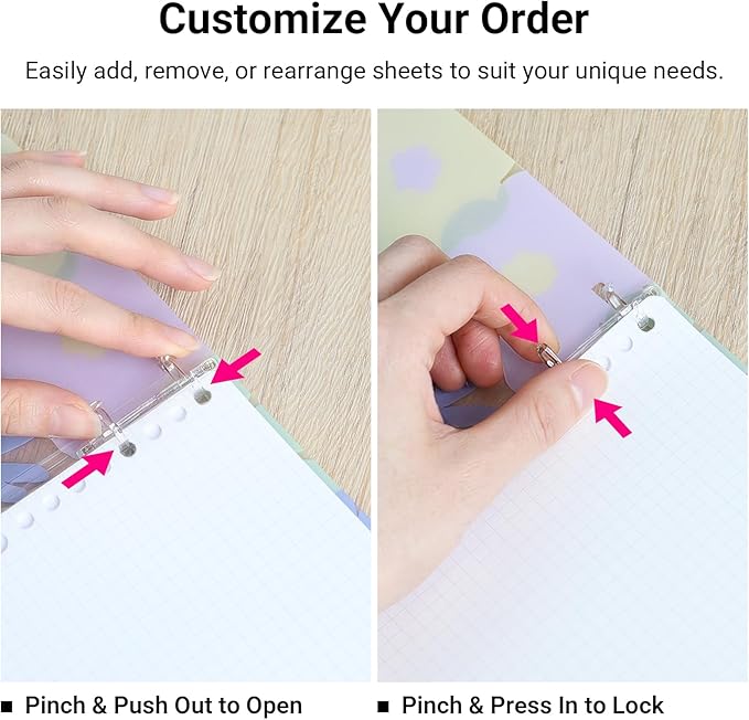 KOKUYO SOU SOU 2x2 Spiral Binder Notebook, B5 Refillable Binders with 50 Sheets 5x5 Graph Loose leaf Paper. Pre-Packed 10 Sheets in 8mm Ruled, Notebooks for School & Work