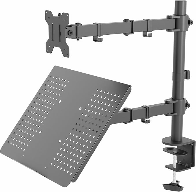 VIVO Black Fully Adjustable 13 to 32 inch Single Computer Monitor and Laptop Desk Mount Combo, Stand with Grommet Option, Fits up to 17 inch Laptops (STAND-V002C)