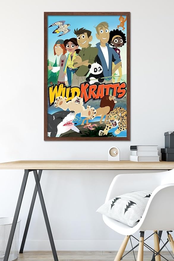 Wild Kratts - Group Wall Poster, 34L" x 22.4W", Mahogany Framed Version
