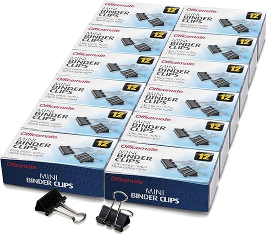 Officemate Mini Binder Clips, Black, (99010), 12 Count (Pack of 120)