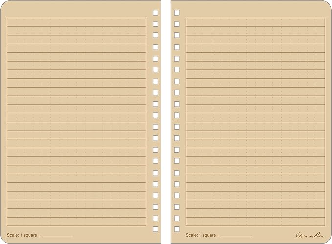 Rite in the Rain Weatherproof Side Spiral Notebook, 4.625" x 7", Brown Weatherproof Notepad, Universal Page Pattern (No. 473)