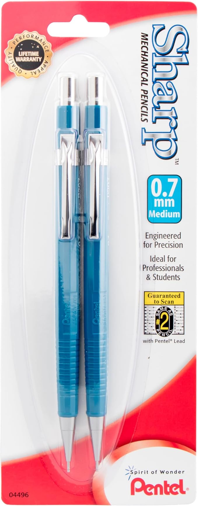 Pentel Sharp Automatic Pencil, (0.7mm), Blue Barrels, Pack of 2 (P207BP2-K6)
