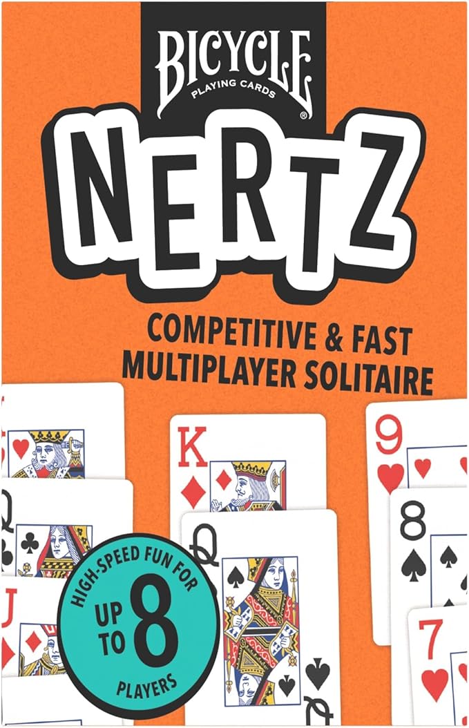 Bicycle Nertz Card Game (Solitaire) , 8 Decks of Jumbo Index Playing Cards, Fast-Paced Multiplayer Family Card Game for Kids and Adults, Classic Bicycle Cards, Up to 8 Players
