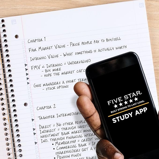 Five Star and National Wildlife Federation Spiral Notebook + Study App, 1 Subject, College Ruled Paper, 11" x 8-1/2", 80 Sheets, Forest Bear, 1 Count (820088FM)