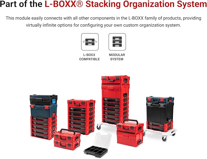 TEKTON 3-Drawer Stack with Shallow Tool Box (L-BOXX 1) and Organizer Bins | OLB99203