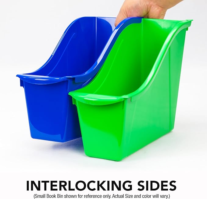 Storex Large Book Bin, 14.3 x 5.3 x 7", Crimson, Case of 6 (71191U06C)