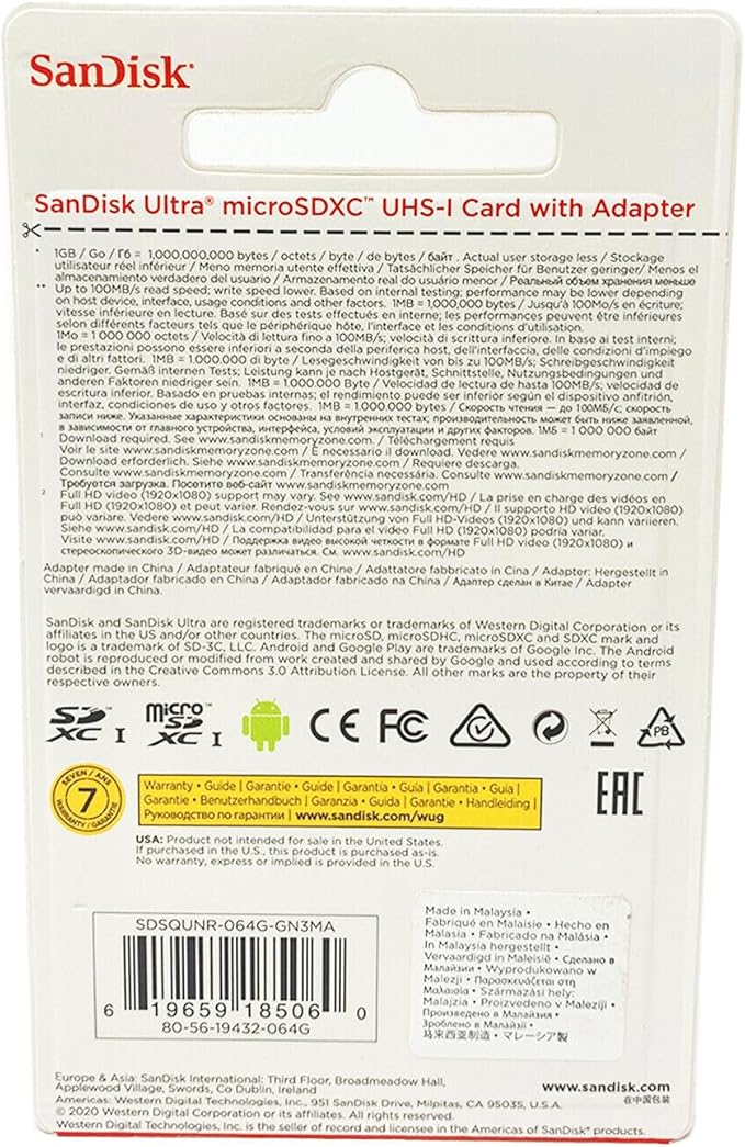 Made for Amazon SanDisk 64GB microSD Memory Card for Fire Tablets and Fire -TV