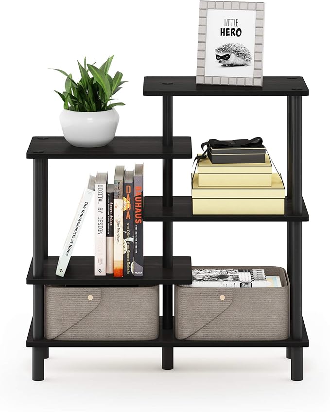 Furinno Turn-N-Tube 5-Tier Accent Display Rack, Espresso/Black
