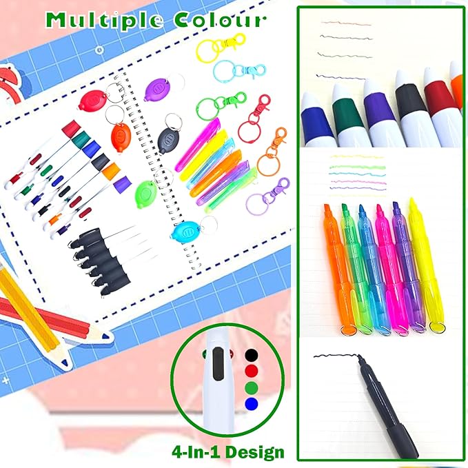 Nurse Pen Set, Badge Reel Pen Include Highlighter, Permanent Marker, LED Keychain Flashlight, Ballpoint Pen, and Nursing Keychain Clip (Green)