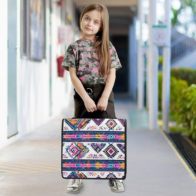 3 Ring Zipper Binder with Shoulder Strap Purple Ethic Aztec 1.5 inch Binders Keeper Large Capacity Multi Pockets for School Office Supplies