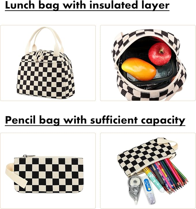 Bluboon School Backpack Set Girls Womens Laptop Bookbag Casual Daypack Fits 15 inch Laptop with Lunch Tote Bag and Pencil Bag