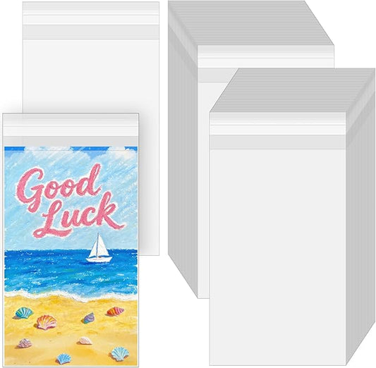 200 Pack Cellophane Bags Self Sealing, Resealable Clear Plastic Sleeves for 4 x 6 Inch Photos Recipe Cards Postcards Art Prints Paintings Cookie Candy, 4-1/2 x 6-1/2 Inch
