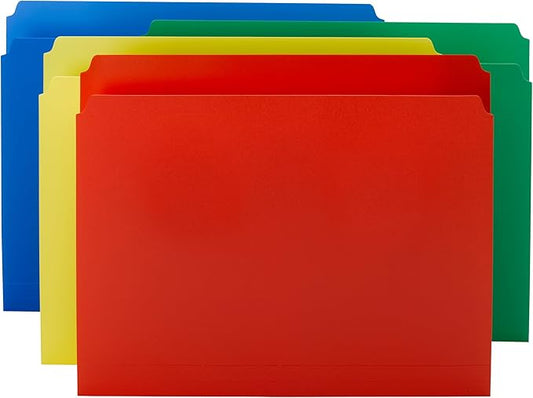 Smead Poly File Folder, Straight-Cut Tab, Letter Size, Assorted Primary Colors, 24 Count