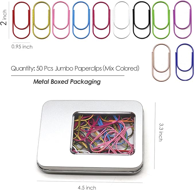 50 Pcs Jumbo Planner Paper Clips 2 inch – Cute Fun Paper Clips, Gifts for Planner Lovers