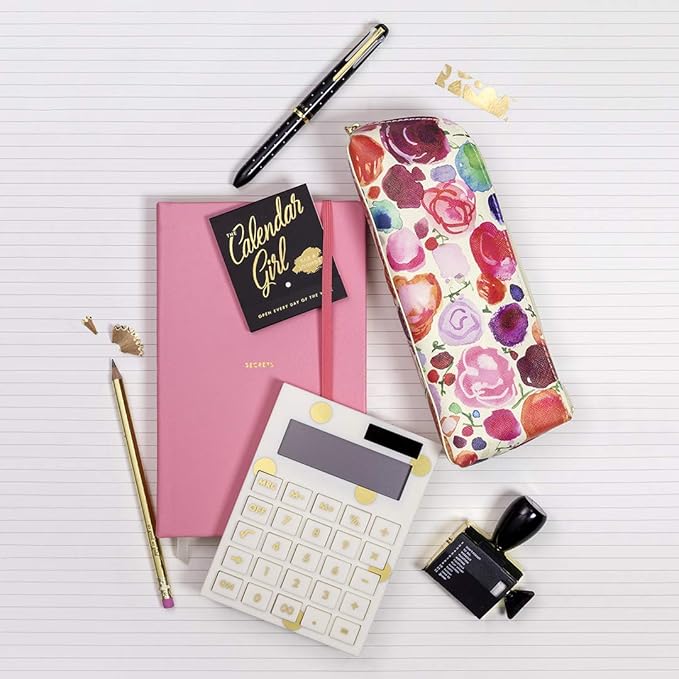 Kate Spade New York Standard Function Desktop Calculator, Acrylic Solar Powered Calculator, Gold Dot