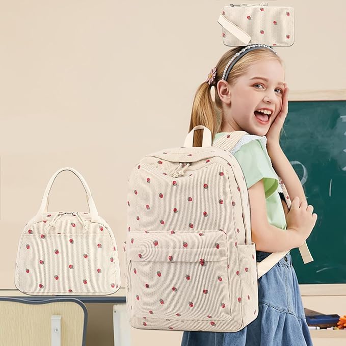 Bluboon School Backpack Set Girls Womens Laptop Bookbag Casual Daypack Fits 15 inch Laptop with Lunch Tote Bag and Pencil Bag
