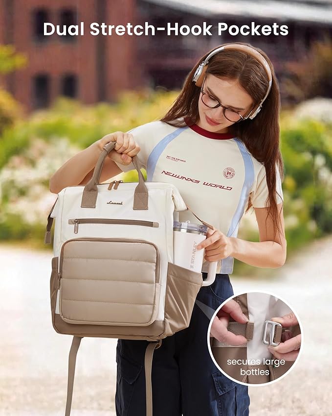 LOVEVOOK Puffer Laptop Backpack for Women, 15.6 Inch Work Backpack purse for Nurse Teacher, College Back to School Bookbag for Teen Girls, Personal Item Travel Bag Computer Daypack for Daily Commute