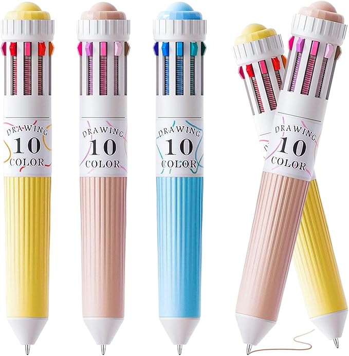 3 PCS Multicolor Pen in one, 10-in-1 Retractable Colored Ballpoint Pens for Office, Back to School Supplies, 28 Colors