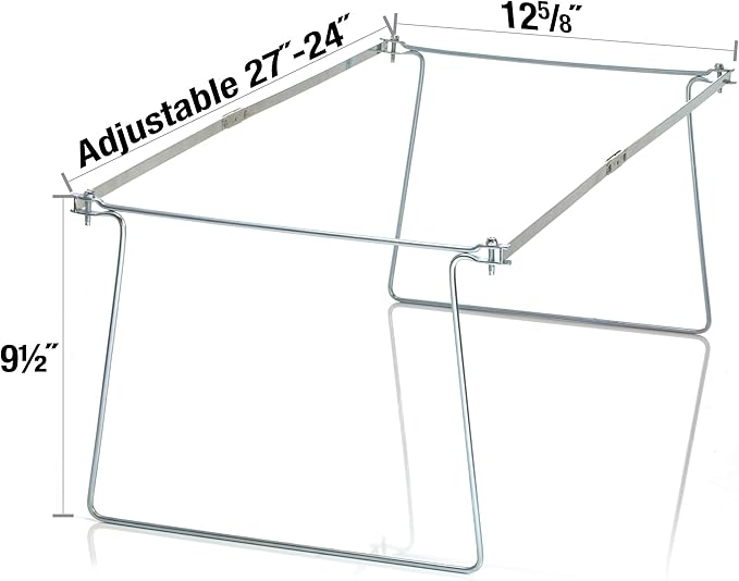 Officemate Hanging File Frame, Letter Size (Fits 24″–27″), Adjustable Heavy-Duty Steel File Drawer Organizer for Desks, Cabinets & Shelves, Set of 2 (91999)