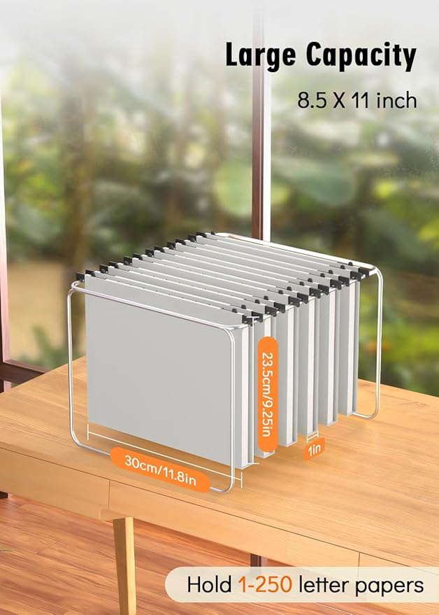 Extra Capacity Plastic Hanging File Folder, 12 Pack Reinforced Hang Folders Letter Size, Heavy Duty 1 Inch Expansion Filing Cabinet Folders, for Bulk Files, Medical Charts, Glacier Gray