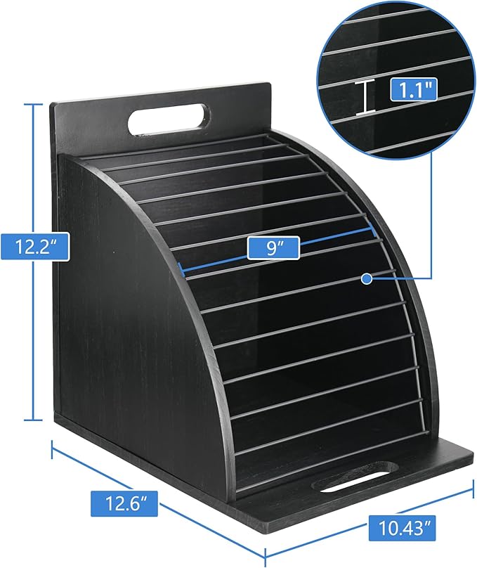HULISEN Clipboard Holder, Wooden Clipboard Organizer with Raised Side Panel, Clip Board Storage Rack for Classroom and Office, Clip Boards not Included, Black