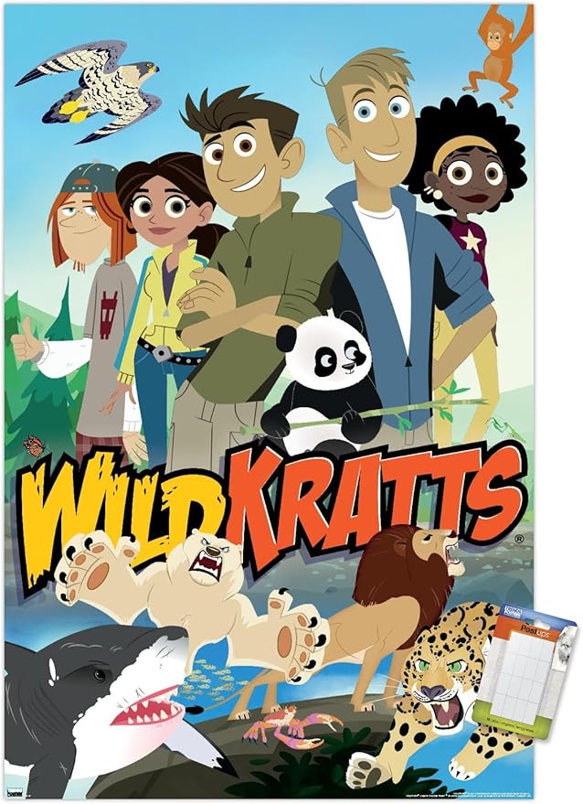 Wild Kratts - Group Wall Poster, 22.4L" x 14.7W", Premium Poster & Mount Bundle
