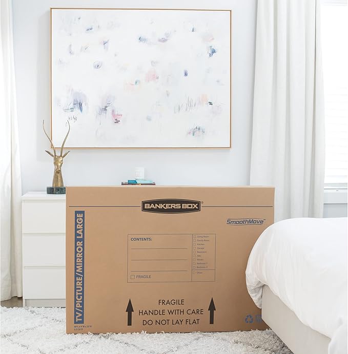 Bankers Box Large - up to 55" TV/Picture/Mirror - Moving Box 4 Pack, 48-in x 4-in x 33-in (7711301)