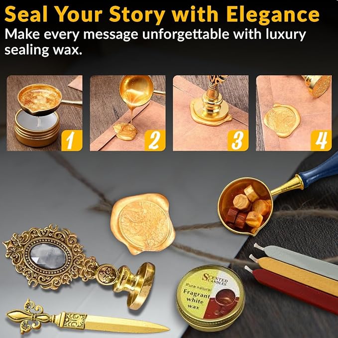 CASA BRAVA Vintage Calligraphy Set with Pen Nibs, Quill Feather Pen and Ink Set, Calligraphy Kit with Dip Pen Nibs and Wax Seal Stamp Kit, Ornate Holders, Gift Box