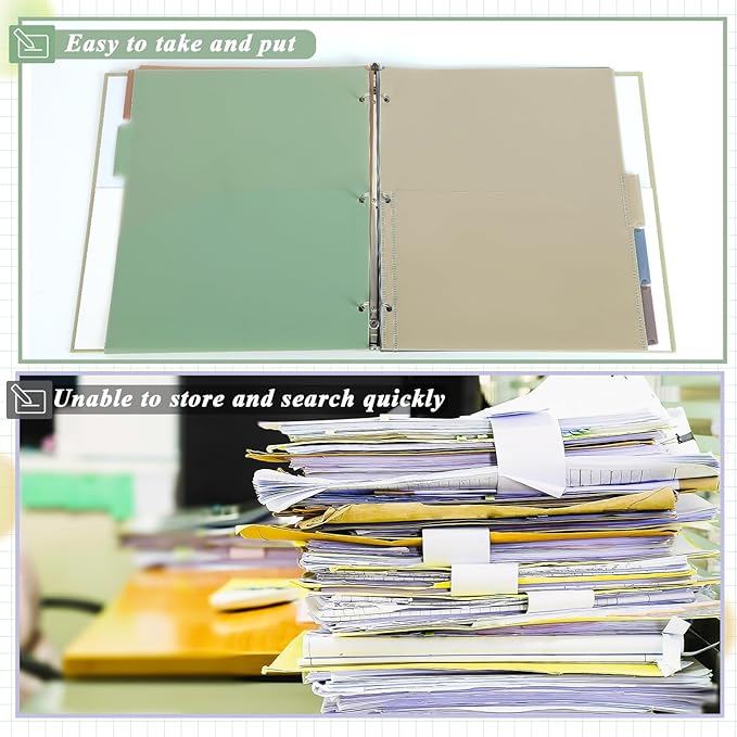5 Sets 5 Tab Binder Dividers with Pockets for 3 Ring Plastic Binders 8.5 x 11 Inches 3 Hole Punched Page Dividers Sturdy Colorful Dividers for Office School Business Home Organizer (Boho Color)