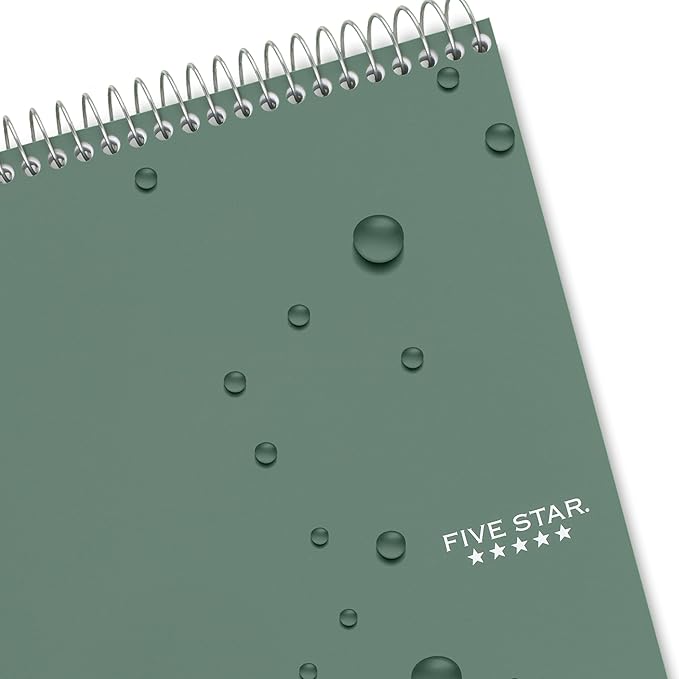 Five Star Top Spiral Notebook + Study App, 1 Subject, College Ruled Notepad, 8-1/2" x 11", 100 Sheets, Fights Ink Bleed, Water Resistant Cover, Seaglass Green (820058C-ECM)