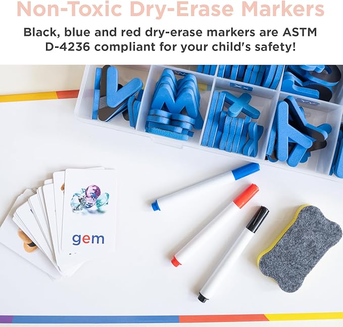 Magnetic Foam Letters for Kids - Classroom Alphabet Letters Kit 284 Pcs with CVC Cards - Classic ABC Board Magnets
