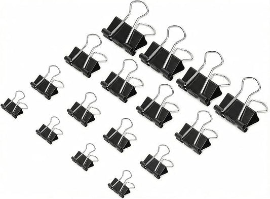 130 Pack Black Binder Clips Assorted Sizes, Large Medium Small Mini 4 Sizes Mix, Paper Clamps Metal Paper Clips Set for Office School Home Business Supplies
