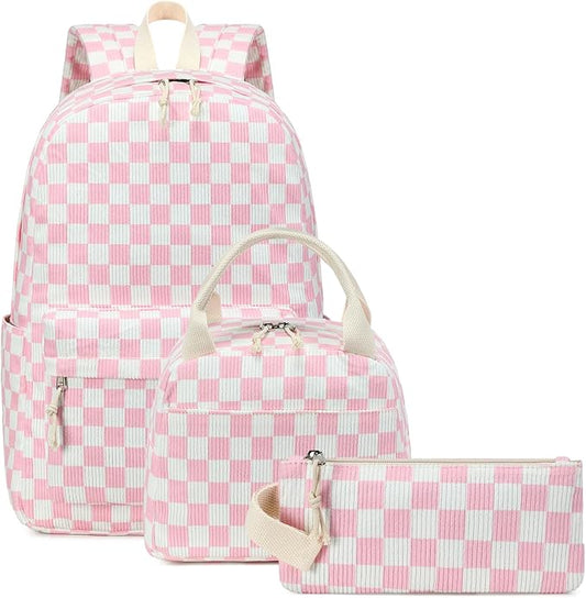 Bluboon School Backpack Set Girls Womens Laptop Bookbag Casual Daypack Fits 15 inch Laptop with Lunch Tote Bag and Pencil Bag