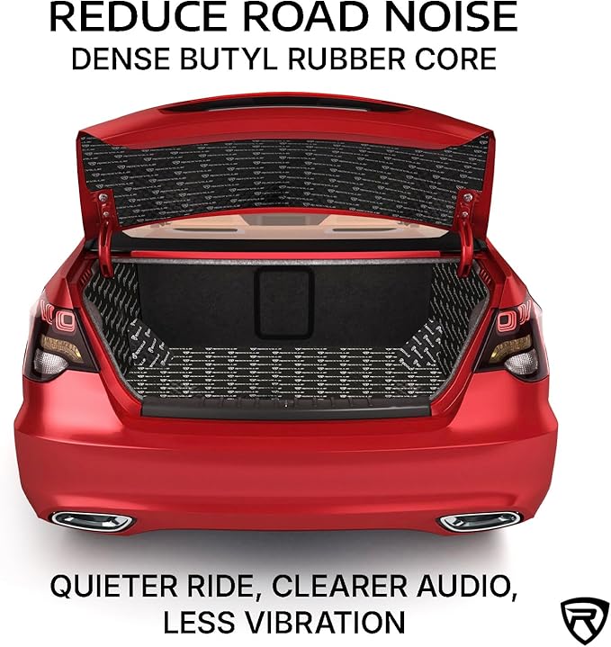 Rockville RockMat 50-25 50 Sq Ft Butyl Sound Deadening Mat 2.5MM 100 Mil, Aluminum Foil Backing, Heavy Duty Vibration and Noise Damping for Car Truck Van RV Marine and SPL Audio Installations