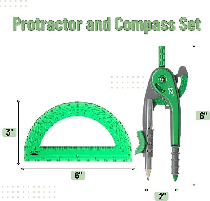 Mr. Pen- Compass and Protractor Set, Math Compass for Geometry and Drawing