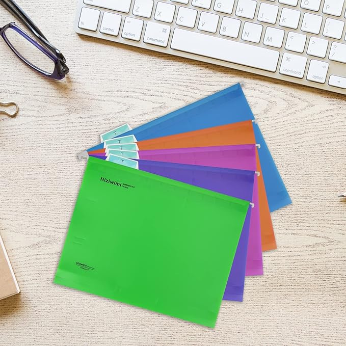 60 Pcs PP Hanging File Folders Letter Size,Hanging Folders with Tabs,File Folders for Filing Cabinet Hanging Files for Bulky Files,Medical Charts,Office AMD School Desktop File Storage