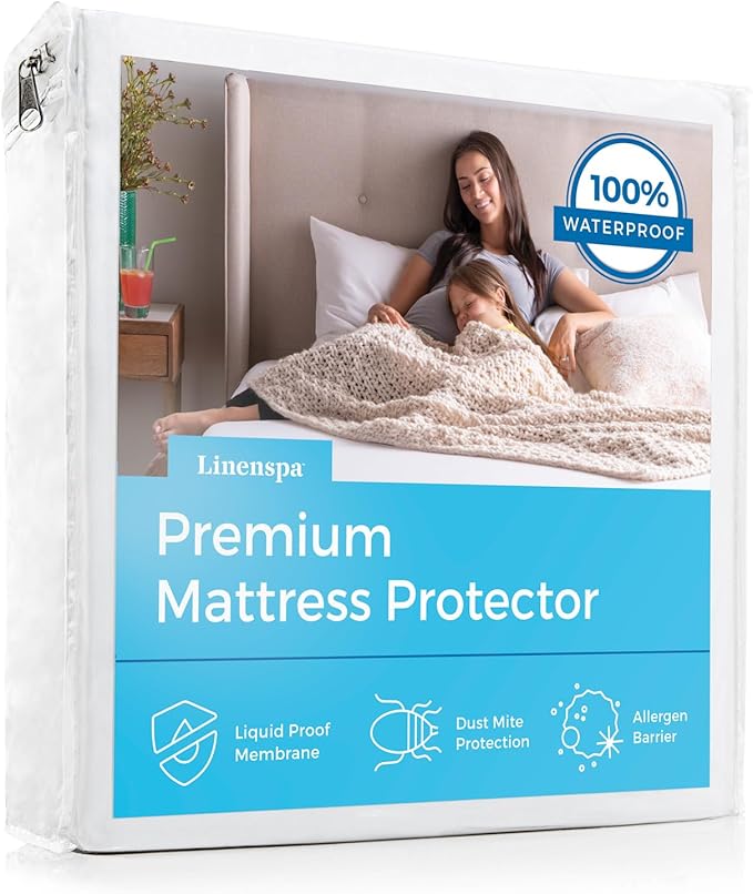 Linenspa Waterproof Mattress Protector,Queen Size – Fitted Sheet Style,Breathable,Machine Washable & Dryer Safe,White,(Pack of 10)