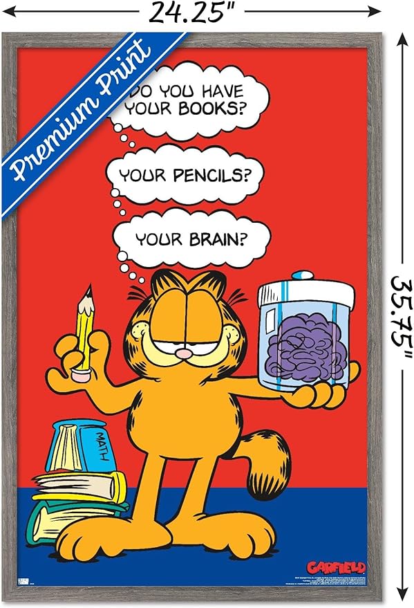 Garfield - Brain Wall Poster, 34L" x 22.4W", Barnwood Framed Version