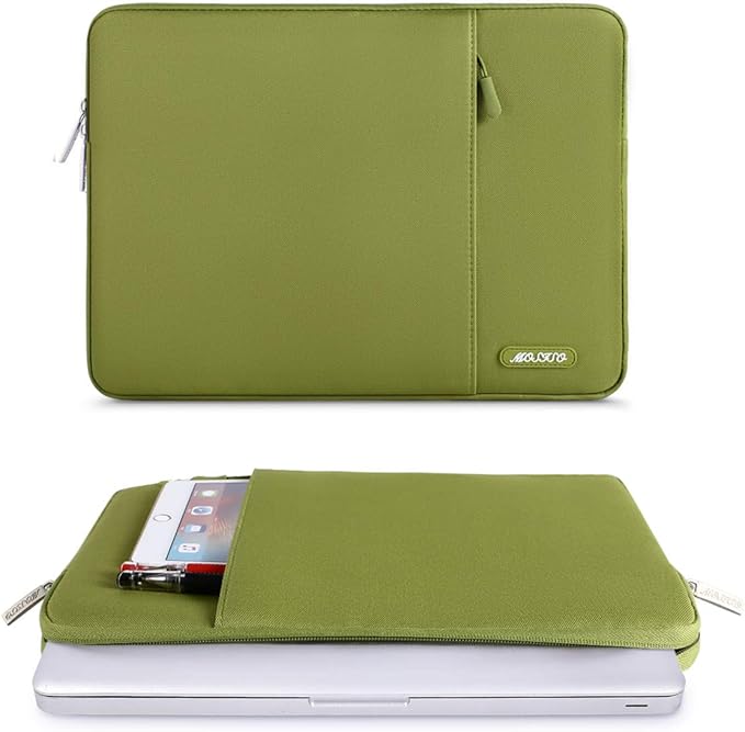 MOSISO Laptop Case 14 inch, 14 inch Laptop Sleeve Compatible with HP Lenovo Dell ASUS Acer, HP Stream, Dell Latitude, Lenovo IdeaPad, Polyester Vertical Computer Sleeve Bag with Pocket, Chartreuse