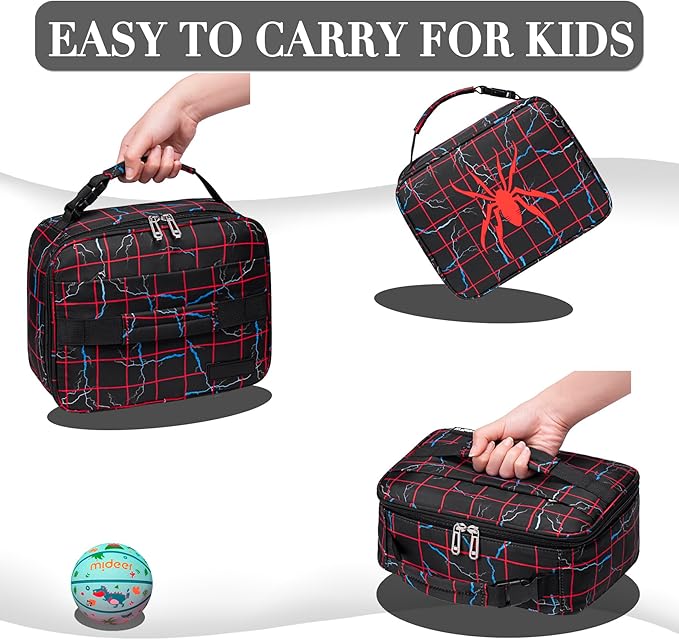 School Lunch Box for Kids Insulated Lunch Bag for Boys for 3 4 5 6 7 8 9 10 11 12 Toddler Reusable Freezable Small Cooler Bag for Back to School for Elementary Kindergarten Primary