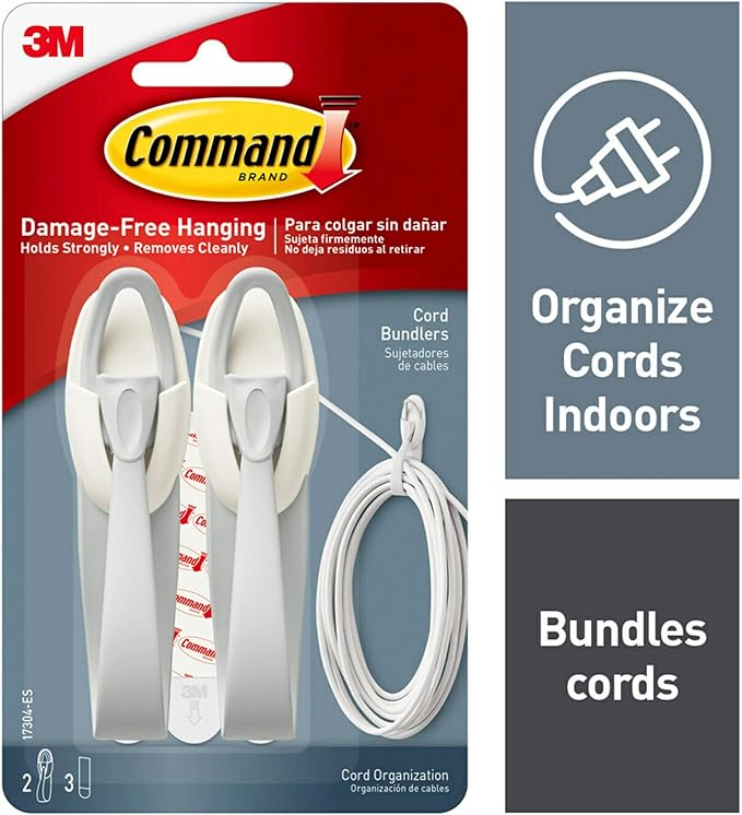 Command Cord Bundlers, Cord Organizer, 2-Bundlers Per Pack, Sold As 2 Packs (17304-ES)