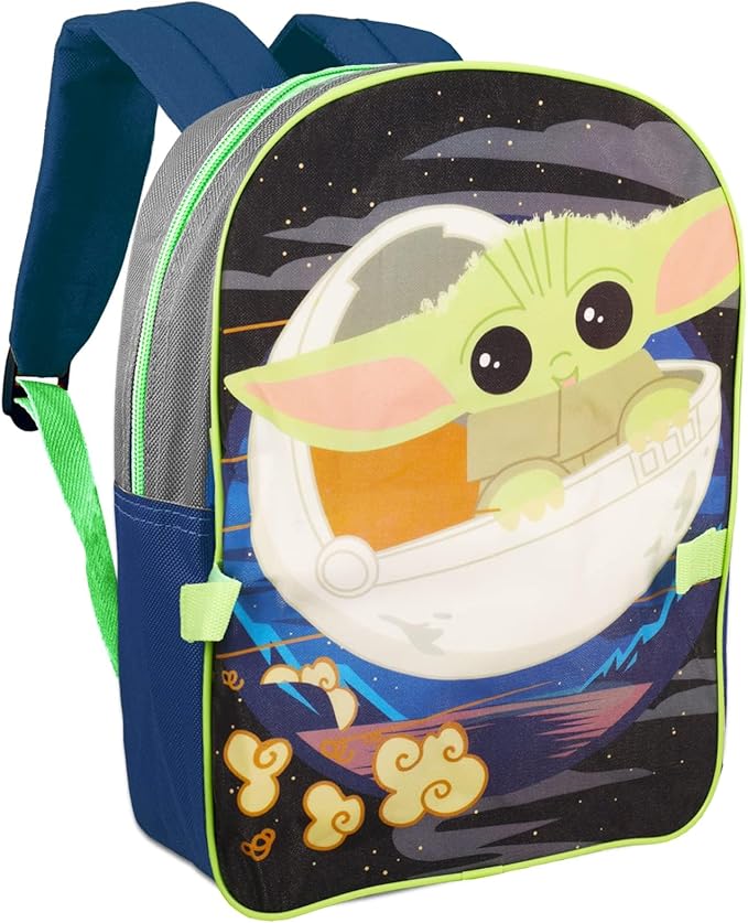 Star Wars Baby Yoda Backpack and Lunch Box Set - Bundle Mandalorian Backpack, Insulated Grogu Lunch Bag, More School Supplies for Kids
