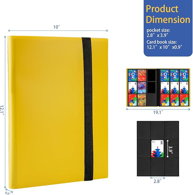 9 Pocket Trading Card Binder, Premium Card Book for 360 Cards, Sturdy Card Album for Collectible Cards, Side-Loading