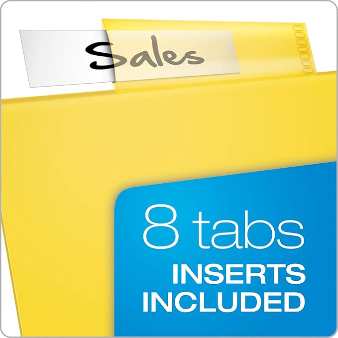 Oxford Plastic 2 Pocket Binder Dividers, 8 Tab 1/8 Cut, Multicolor Large Tab Set, Insertable Dividers with Paper Inserts, Letter Size, 3 Sets (89603) (Pack of 8)
